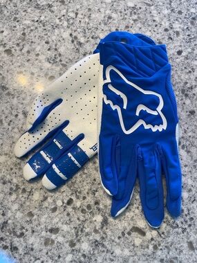 Fox Blue and White Men's motocross racing Gloves